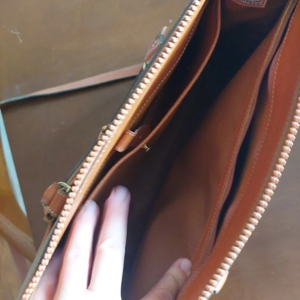 Dooney & Bourke Gray and Tan Pebbled Leather Satchel